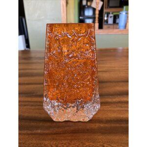 Whitefriars Tangerine Textured Coffin Vase 5" by Geoffrey Baxter ( England )